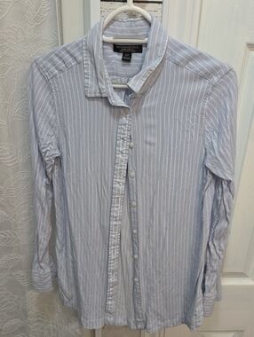 Banana Republic Womens Light Blue Stripe Button-Up Shirt